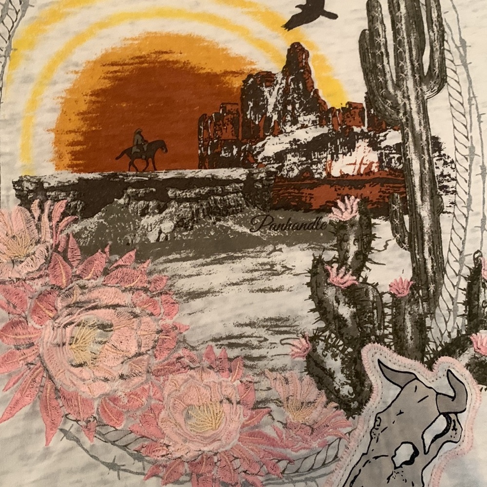 Panhandle Size Large Graphic Tee With Aztec Detail - image 3